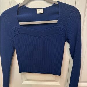 Abercrombie & Fitch Women's Blue Ribbed Sweater Knit Top